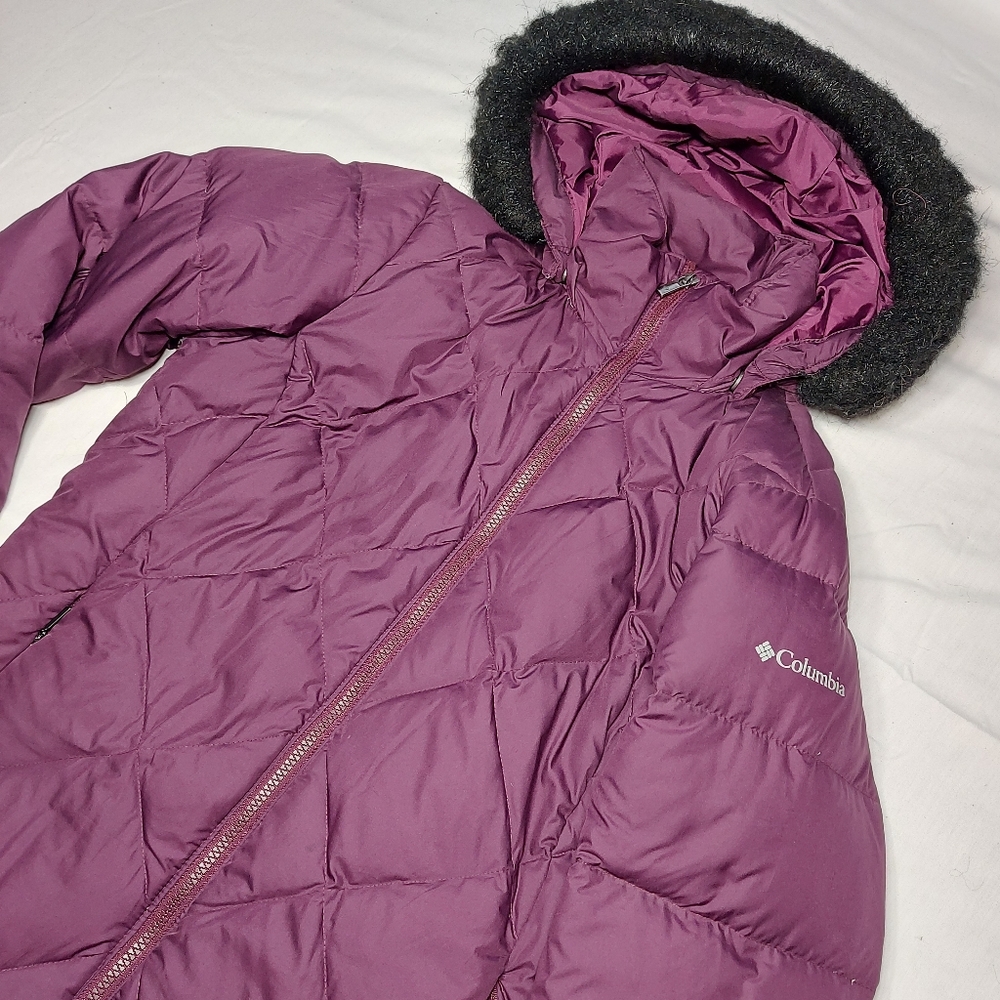 Columbia Women's ICY Heights Mid Length Down Jacket, Black Cherry, Small